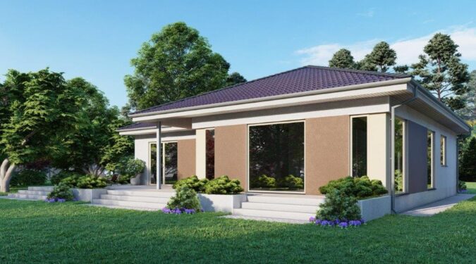 Une maison préfabriquée pas cher avec des caractéristiques modernes et efficaces.