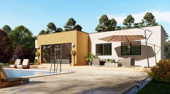 Une maison préfabriquée moderne offrant élégance et efficacité énergétique.