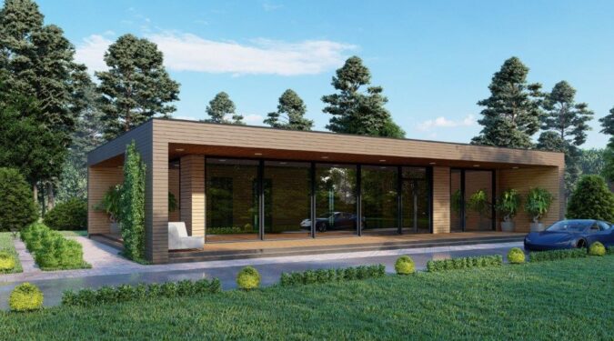 Une maison préfabriquée moderne offrant des solutions élégantes et abordables.