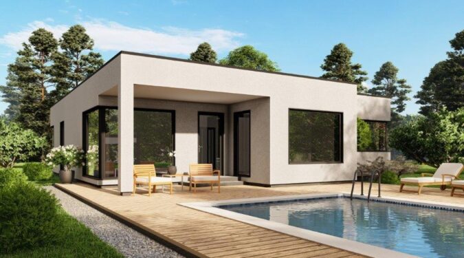 Une maison préfabriquée moderne au design contemporain et pratique.