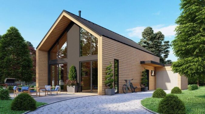 Une maison préfabriquée moderne combinant style contemporain et efficacité énergétique.