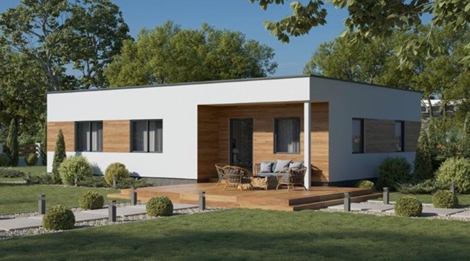 Une maison préfabriquée moderne, parfaite pour une construction rapide et économique.